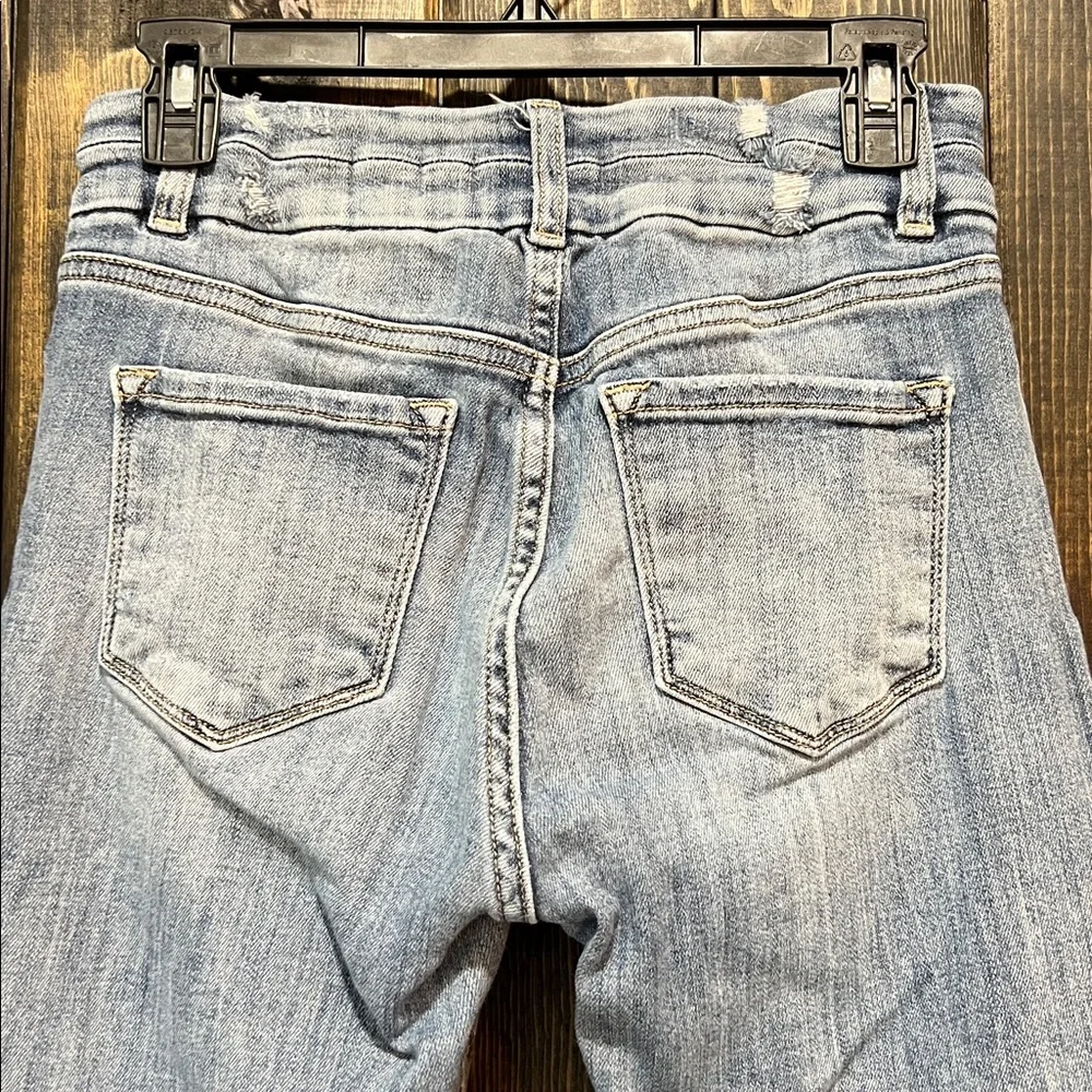 KanCan High Rise Super Flare Jeans 28 Distressed Denim Medium Stretch Boho 30 - Picture 8 of 12